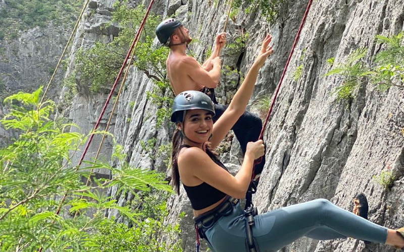 Escaladores en una pared de caliza del Potrero Chico